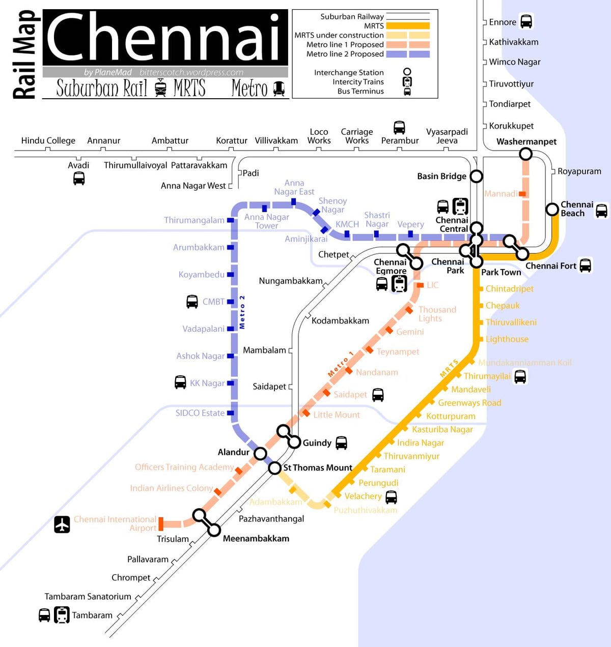 metro treni Chennai yol haritası