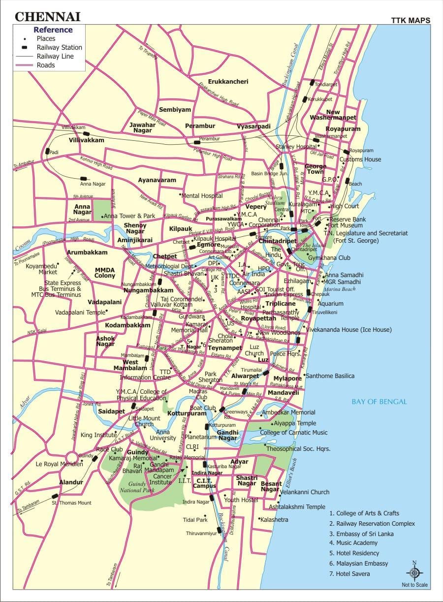 Chennai turistik yerler haritası