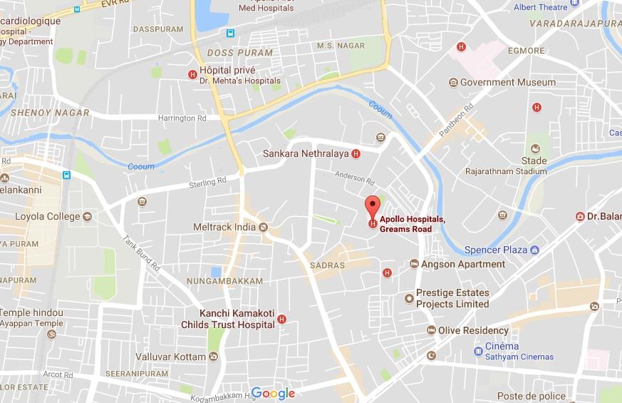 Apollo Hastanesi Chennai Greams yol haritası