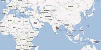 Dünya haritası üzerinde Chennai