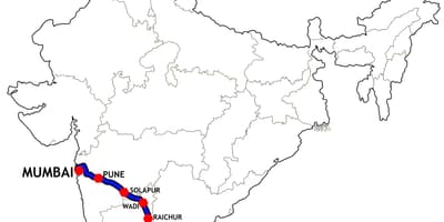Mumbai Chennai tren güzergah haritası