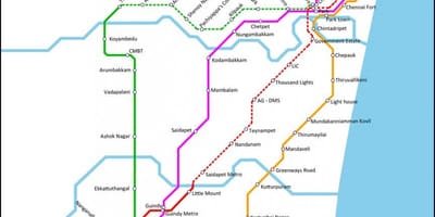 Chennai yerel tren güzergah haritası